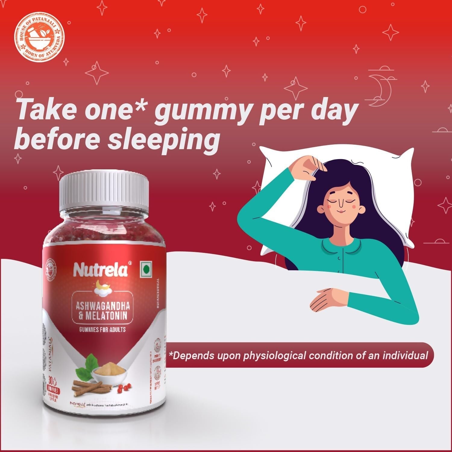 Patanjali Nutrela Ashwagandha & Melatonin Gummies 