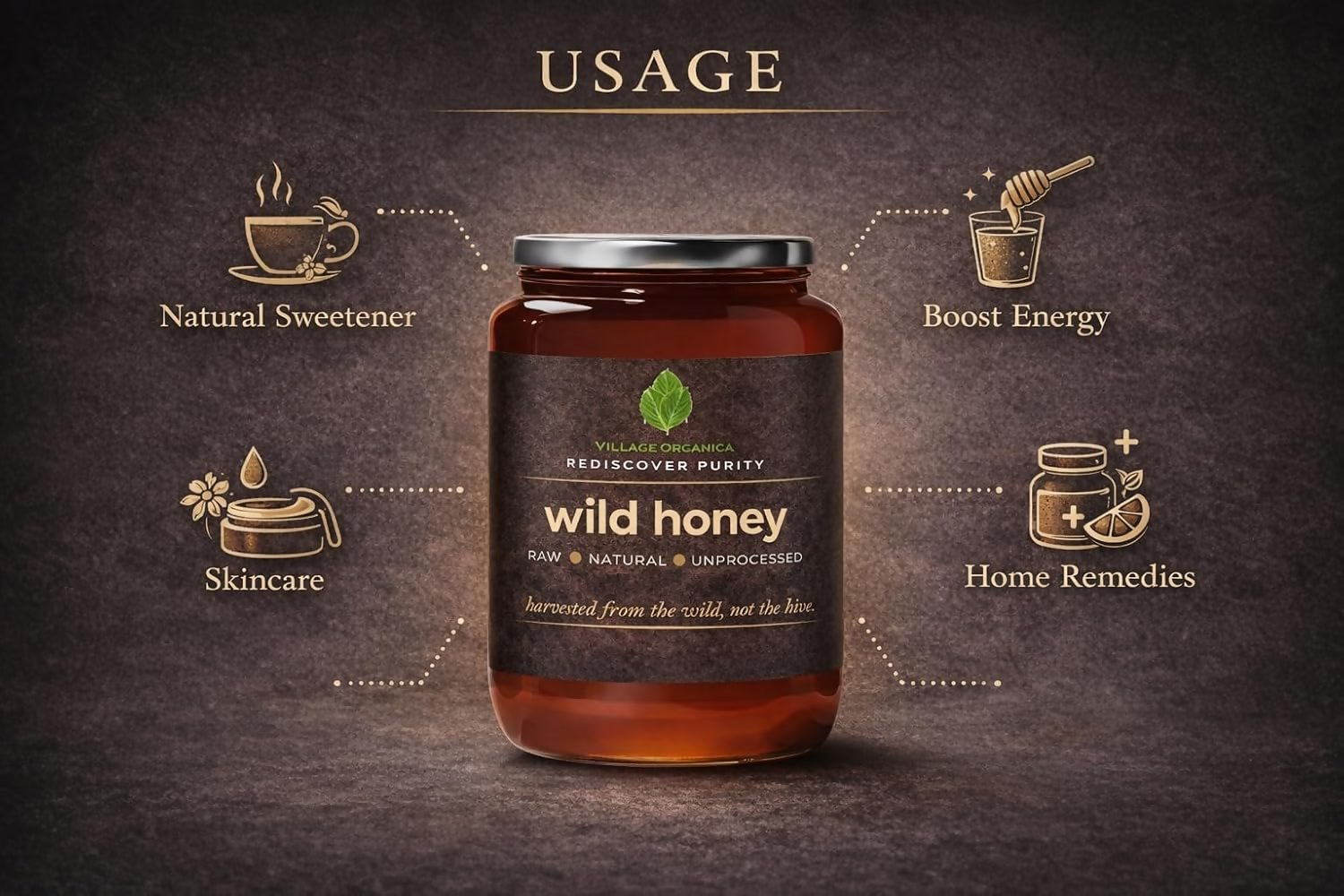 Village-Organica Raw Wild Honey  Grab2Buy Village-Organica Grab2Buy