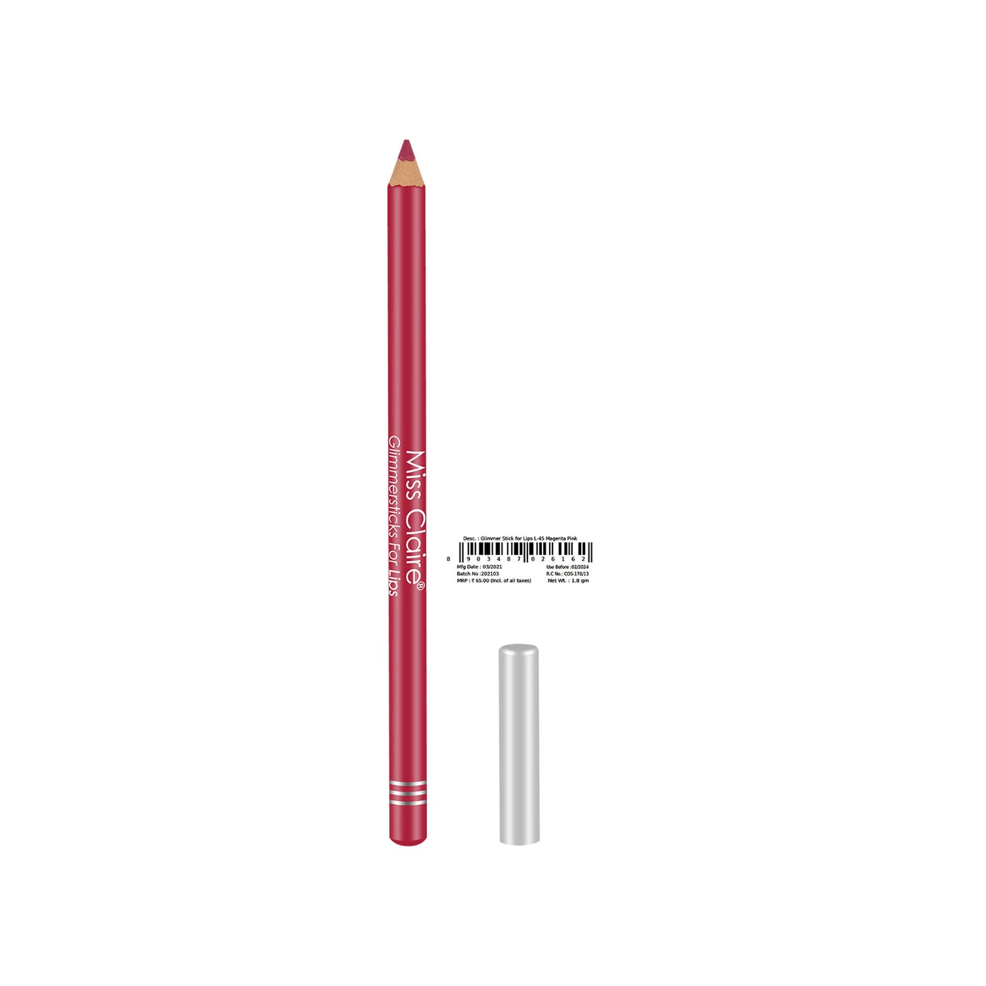 Miss Claire Glimmersticks For Lips - Magenta Pink L-45 | Swadesiicart