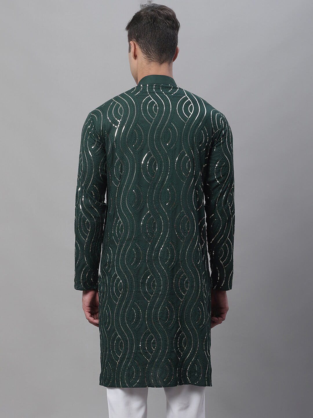 Sojanya Band Collar Sequined Pure Cotton Kurta 