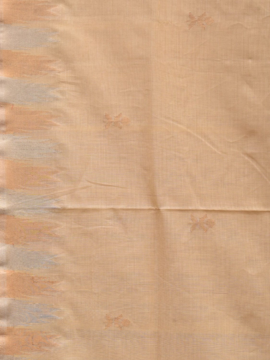 Beige Khadi Cotton Handloom Grab2Buy with Temple Border Design - Global Threads 