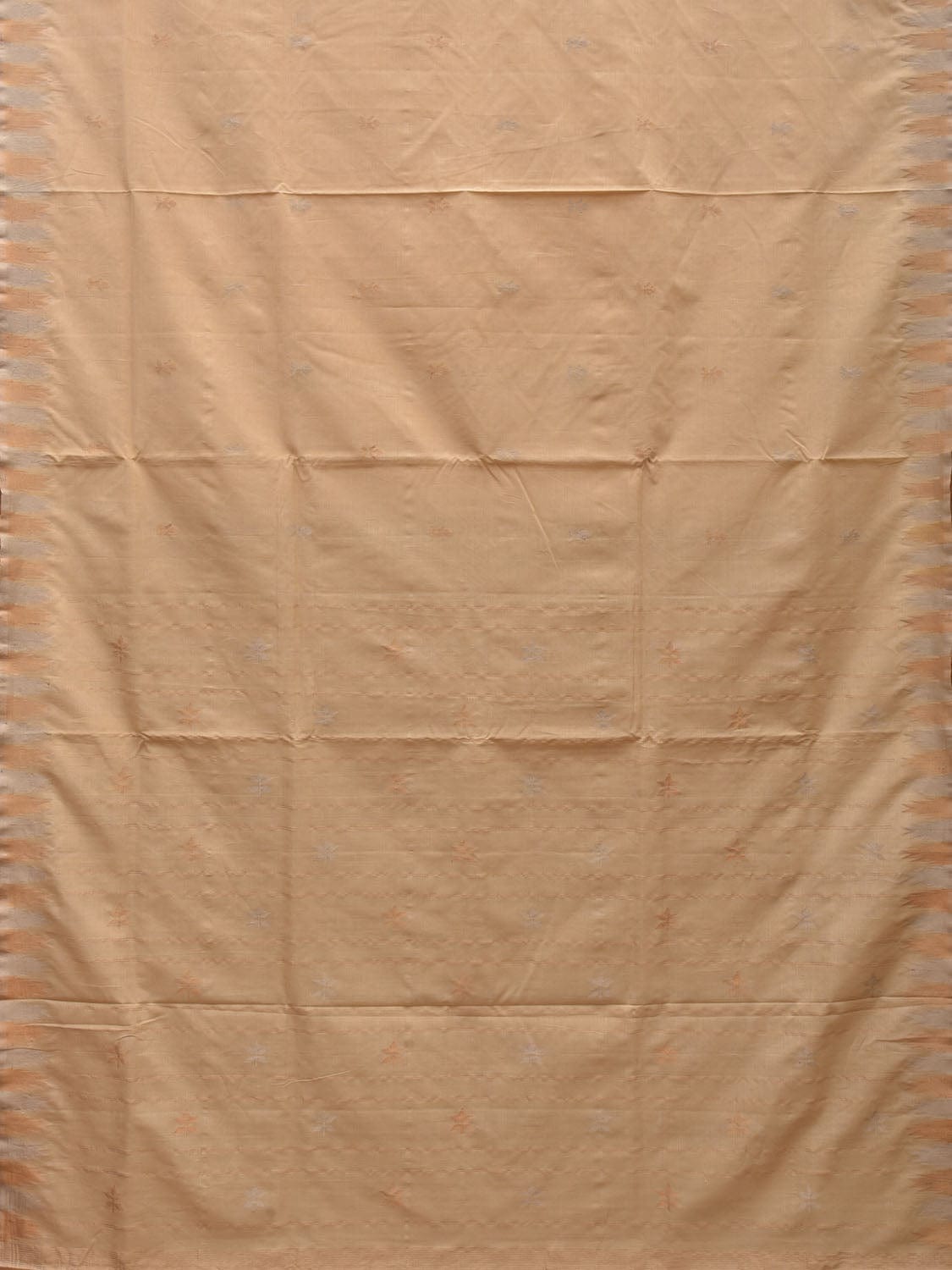 Beige Khadi Cotton Handloom Grab2Buy with Temple Border Design - Global Threads 
