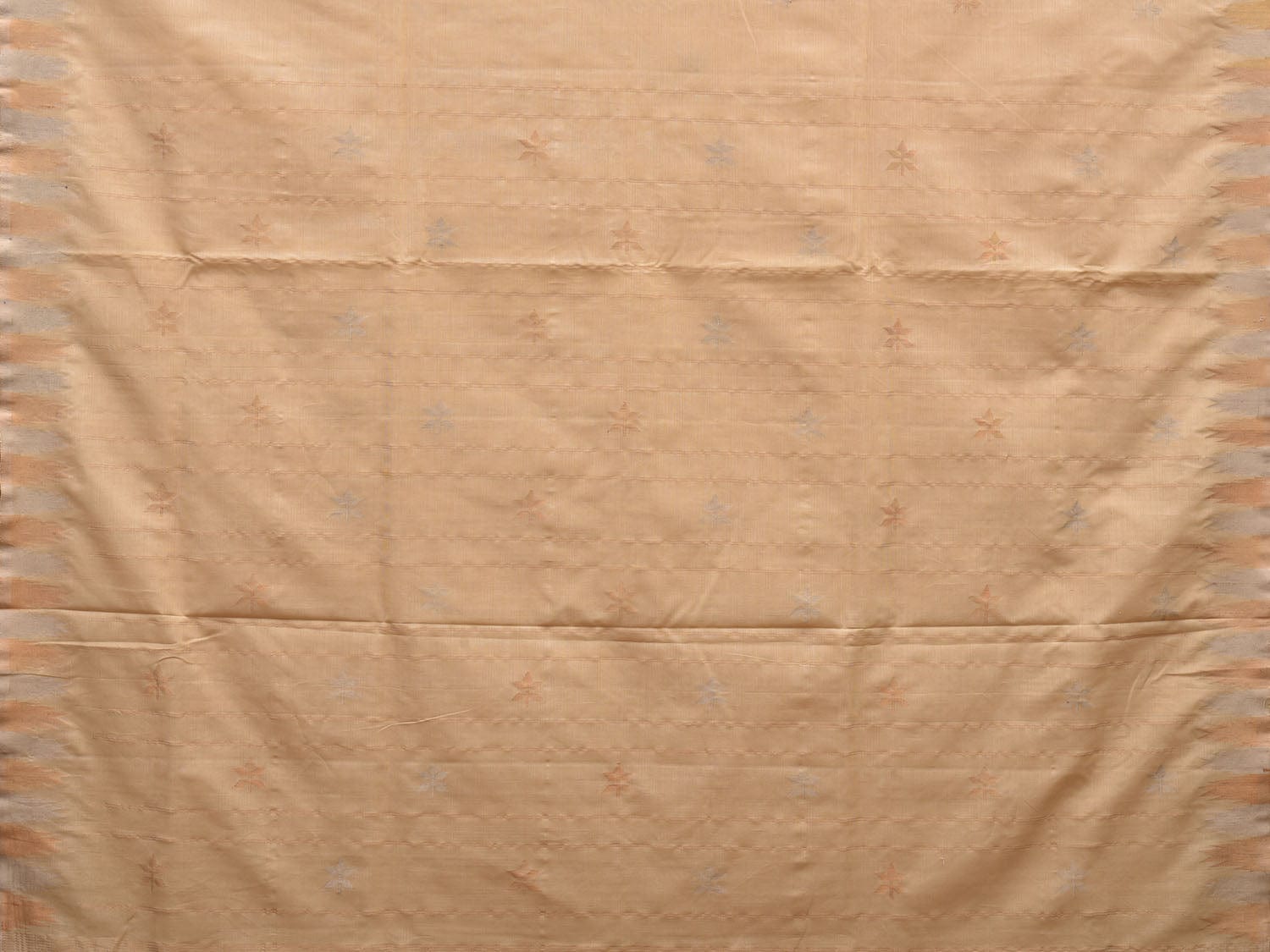Beige Khadi Cotton Handloom Grab2Buy with Temple Border Design - Global Threads 