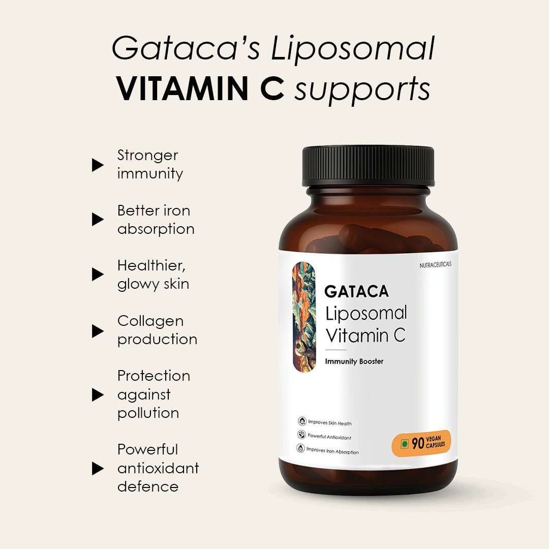 GATACA Liposomal Vitamin C Capsules for High Bioavailability| Immunity, Better Skin & Iron Absorption 