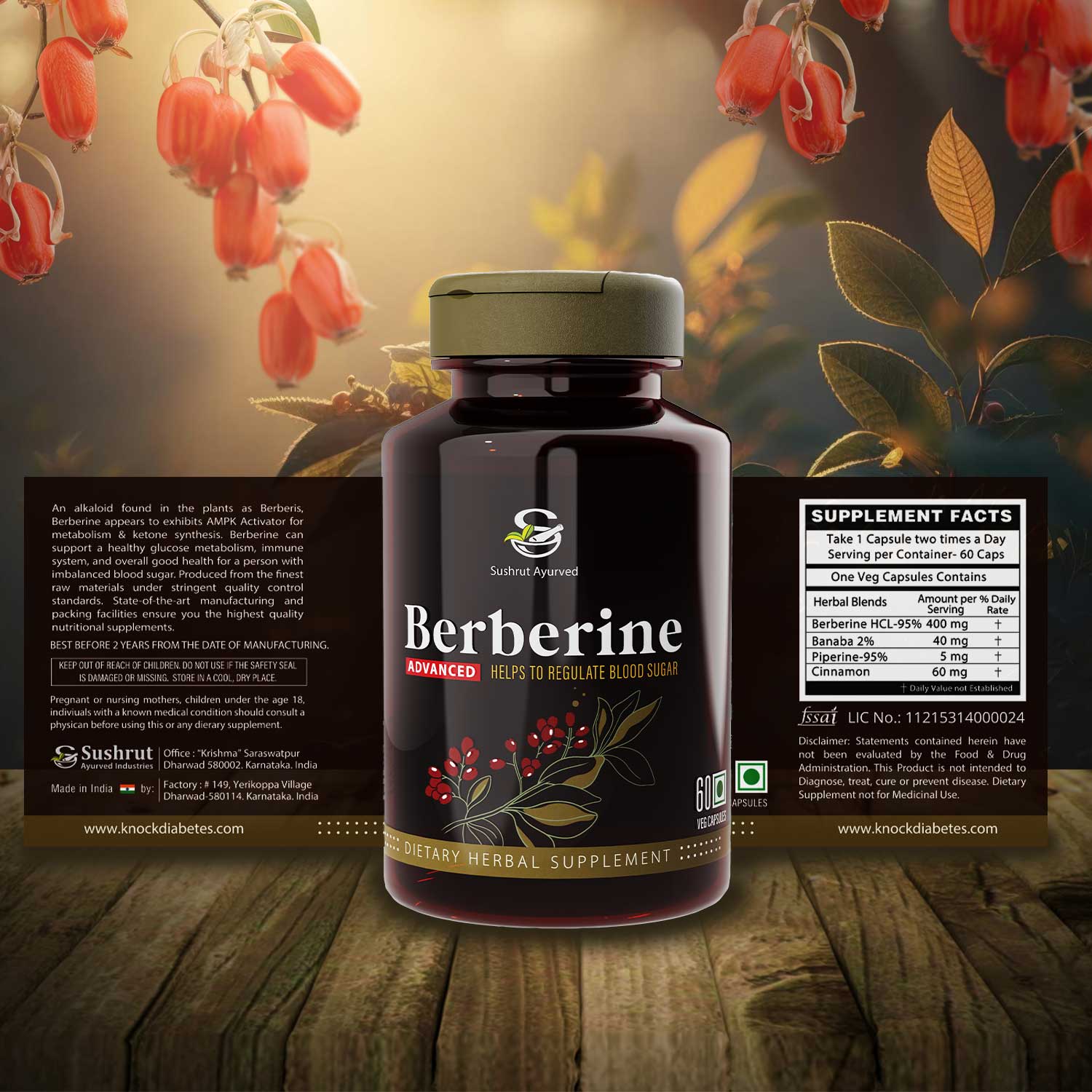 Sushrut Ayurved Good Health Berberine Veg Capsules - Grab2buy