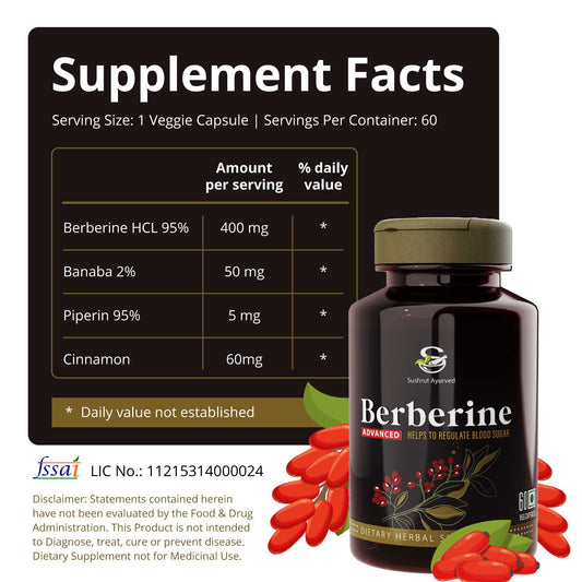 Sushrut Ayurved Good Health Berberine Veg Capsules - Grab2buy