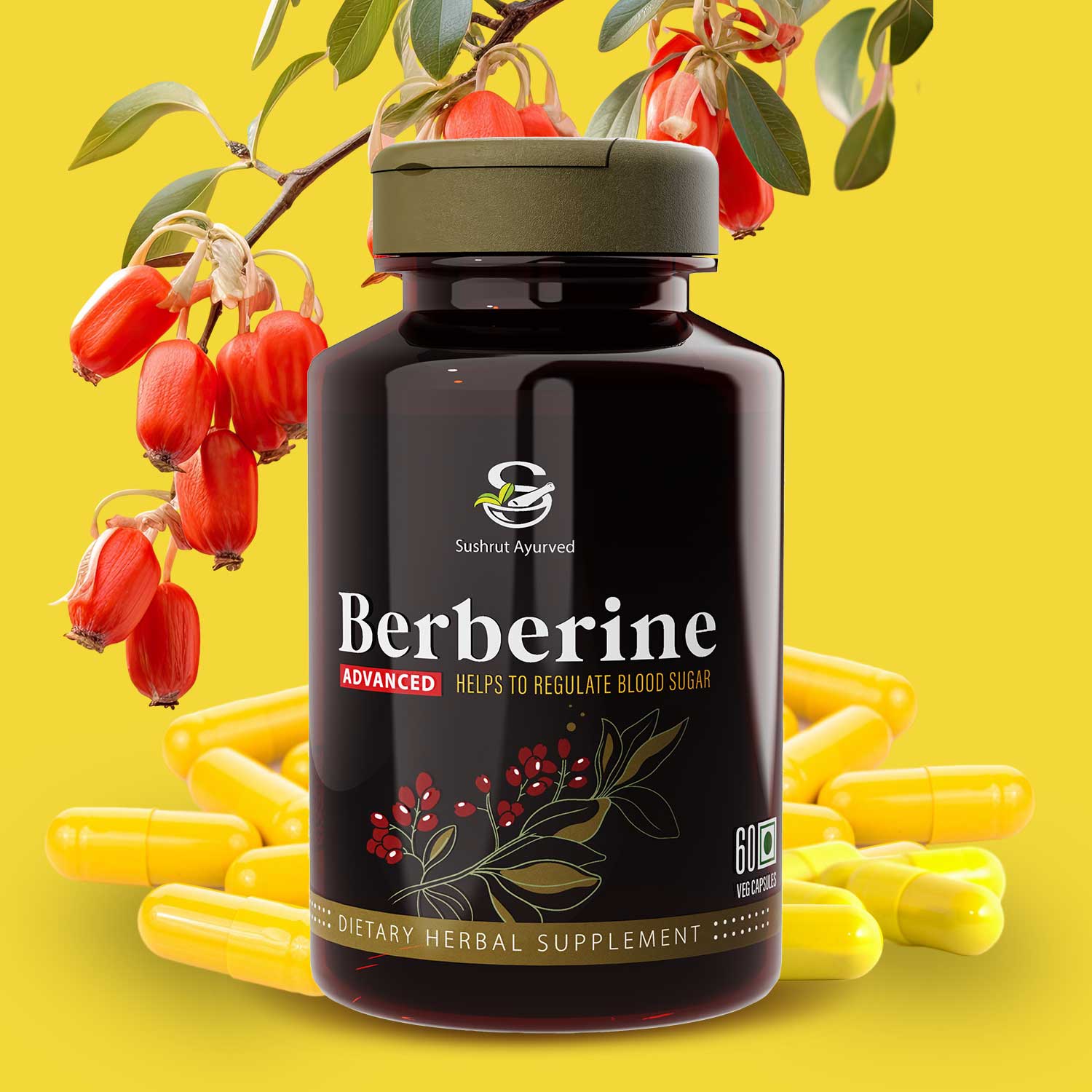 Sushrut Ayurved Good Health Berberine Veg Capsules - Grab2buy
