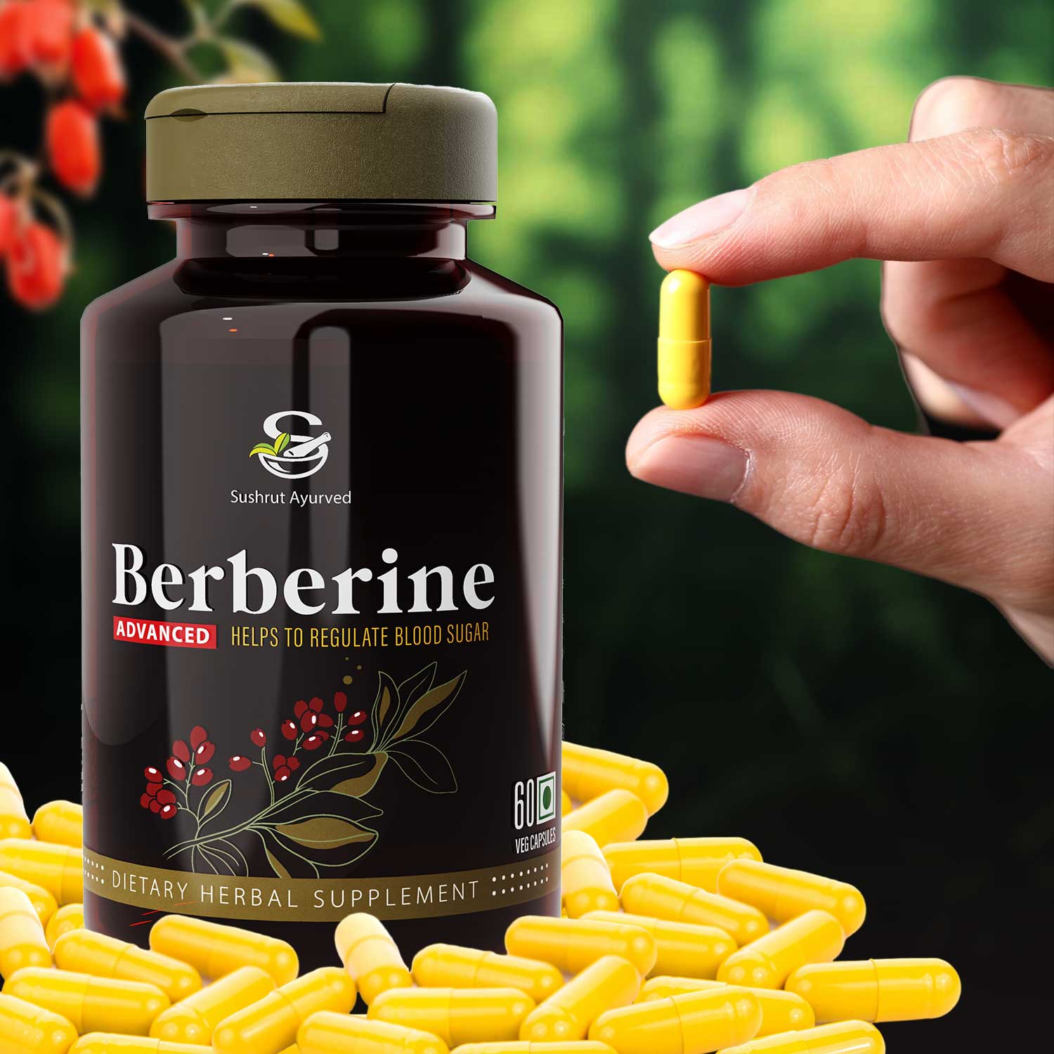 Sushrut Ayurved Good Health Berberine Veg Capsules - Grab2buy