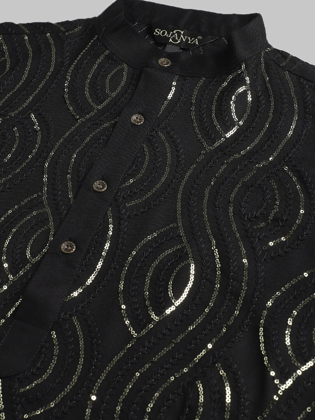 Sojanya Sequined Mandarin Collar Pure Cotton Kurta 
