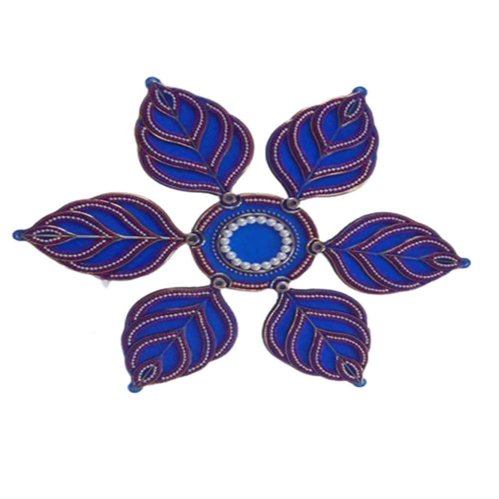 Kundan HandiKrafts Handcrafted Navy Blue Colour Kundan Rangoli - Grab2buy