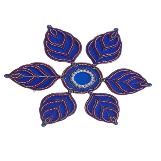 Kundan HandiKrafts Handcrafted Navy Blue Colour Kundan Rangoli - Grab2buy