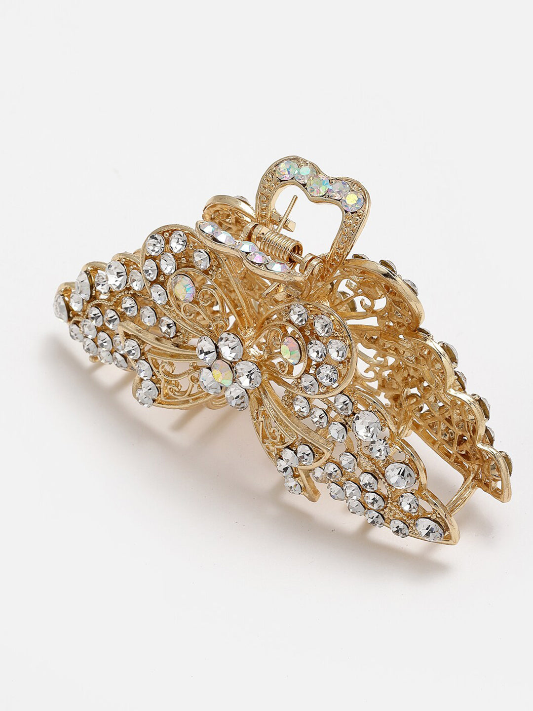 Panash Women Gold-Toned & White Embellished Claw Clip - Grab2buy