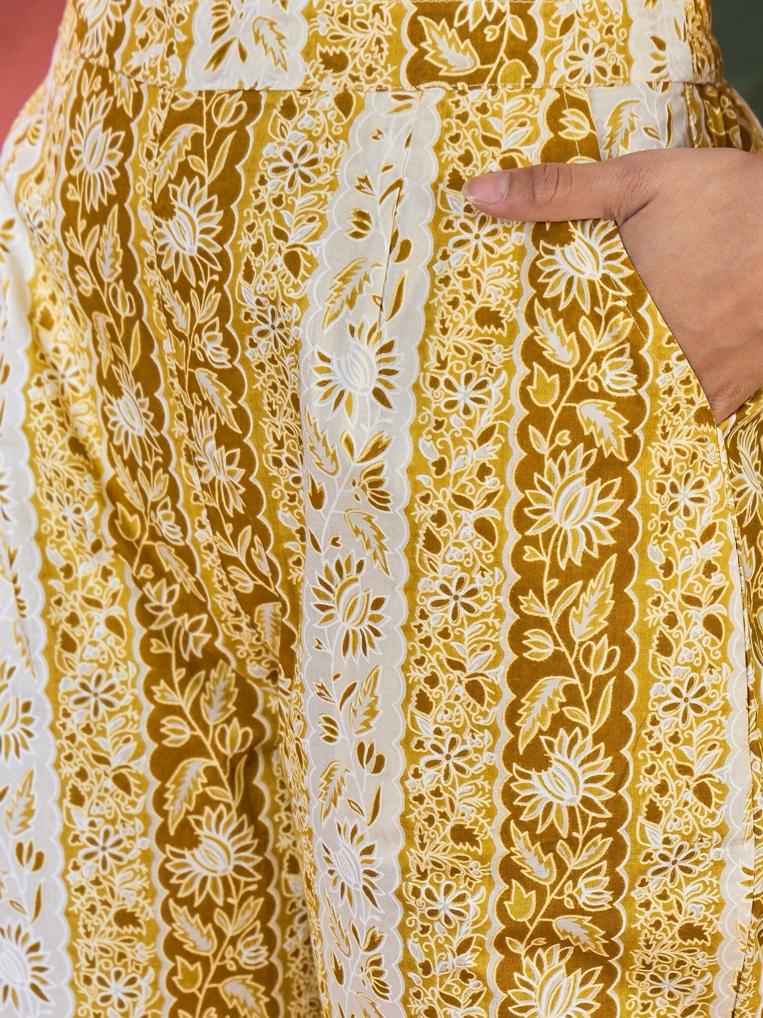 Joban Fashion Printed Mustard Pure Cotton Kurta Set