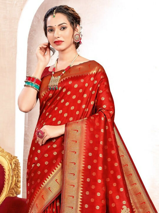 Shree Shyam Fashion Paithani Silk Red Saree