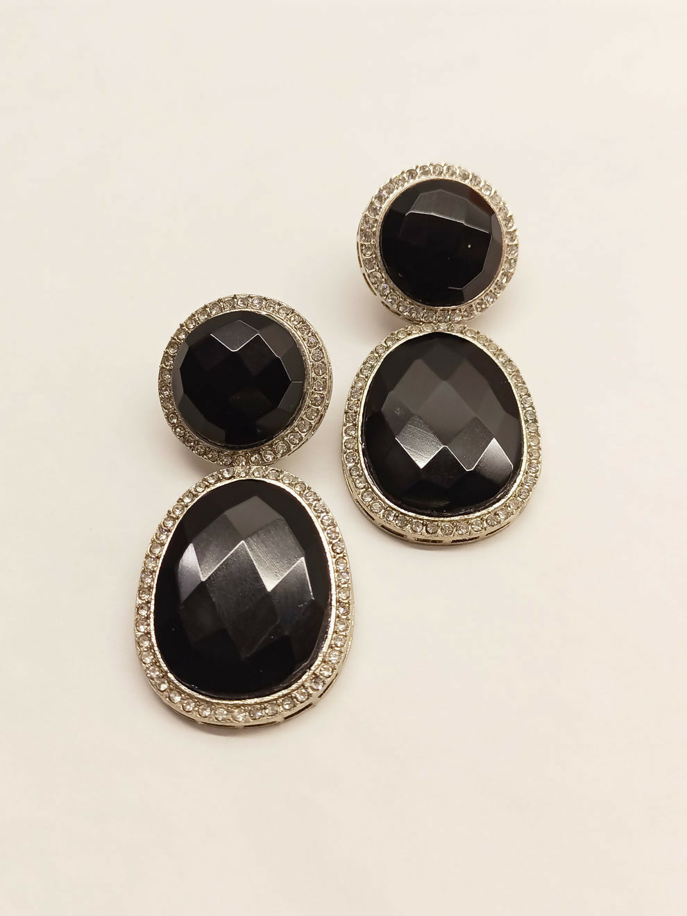 Black Smart Dangler Earrings With Rhino Stone Border| Earring For Women And Girls By House of Ree House of Ree