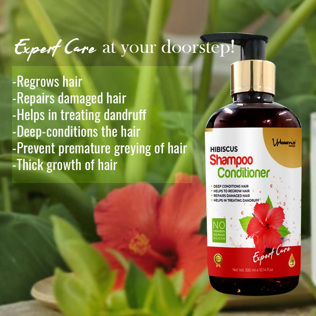 Urbaano Herbal Anti Hair fall Hibiscus Extract Rich Shampoo & Conditioner  Grab2Buy Urbaano Herbal Grab2Buy