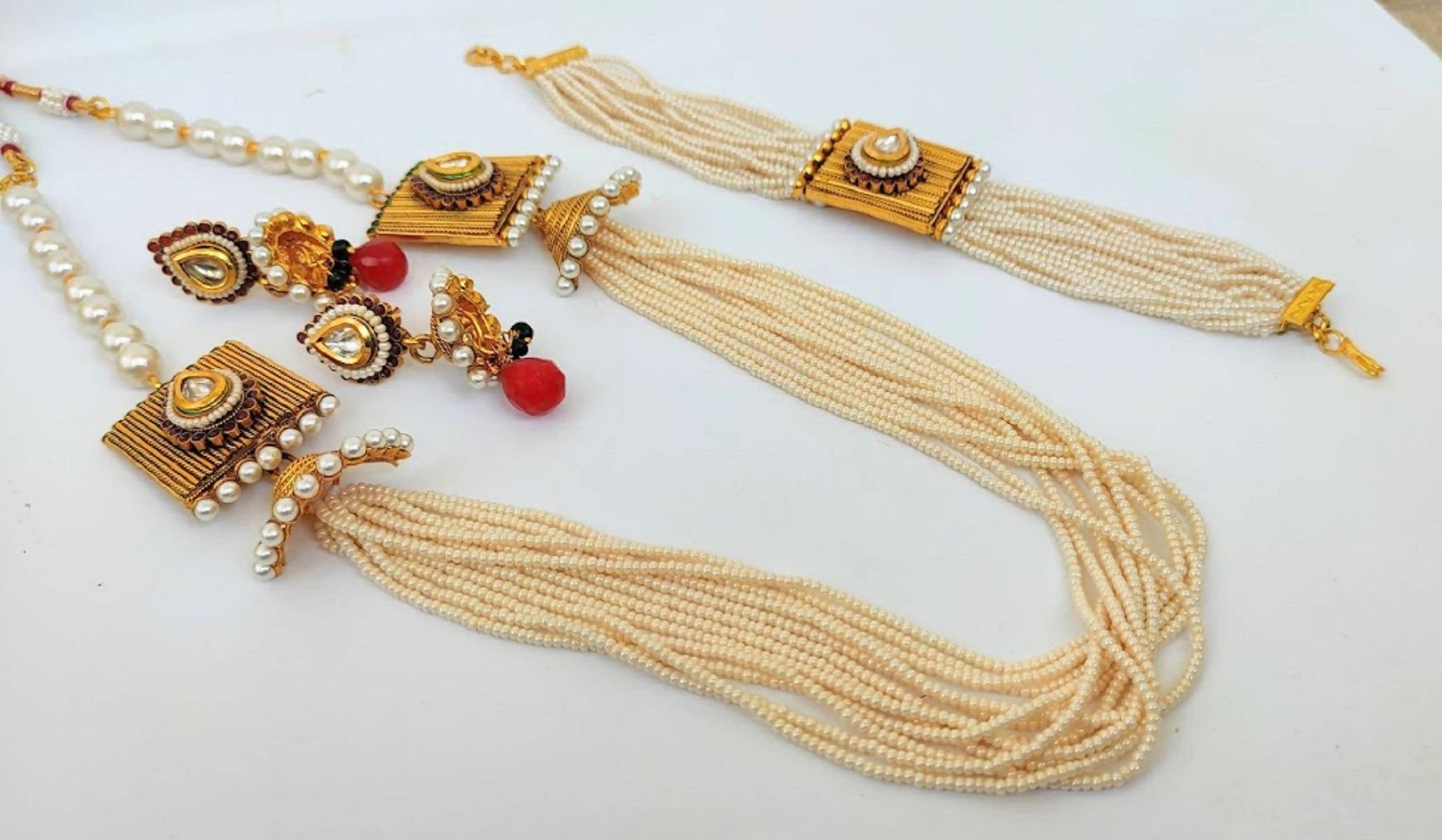 White Seed Beads Necklace Set - Grab2buy