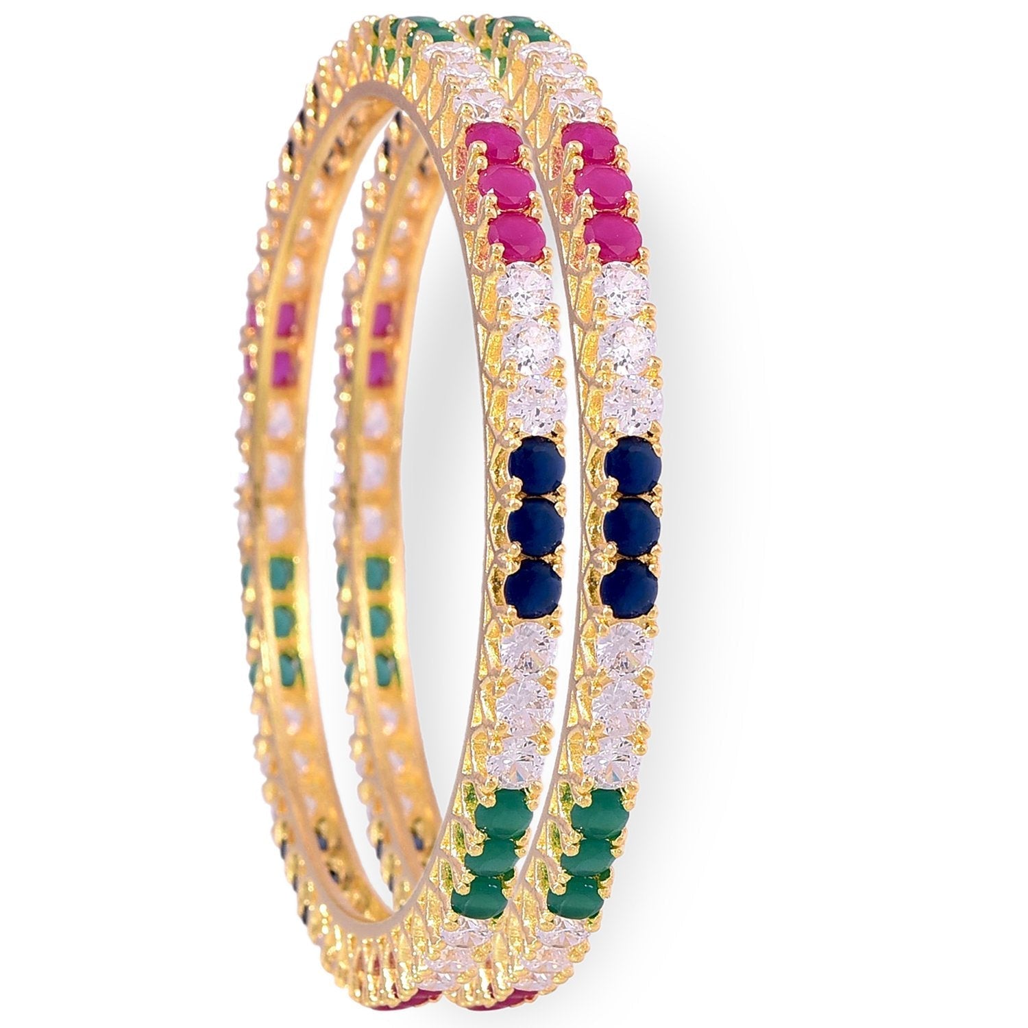 Gold-Polished Alloy Set Of 2 Multicolou Ad Bangles - The Pari 