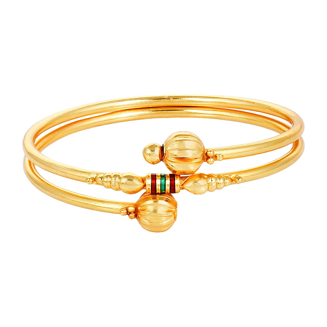 Gold-Polished Alloy Meena Work Bangle Set - The Pari 