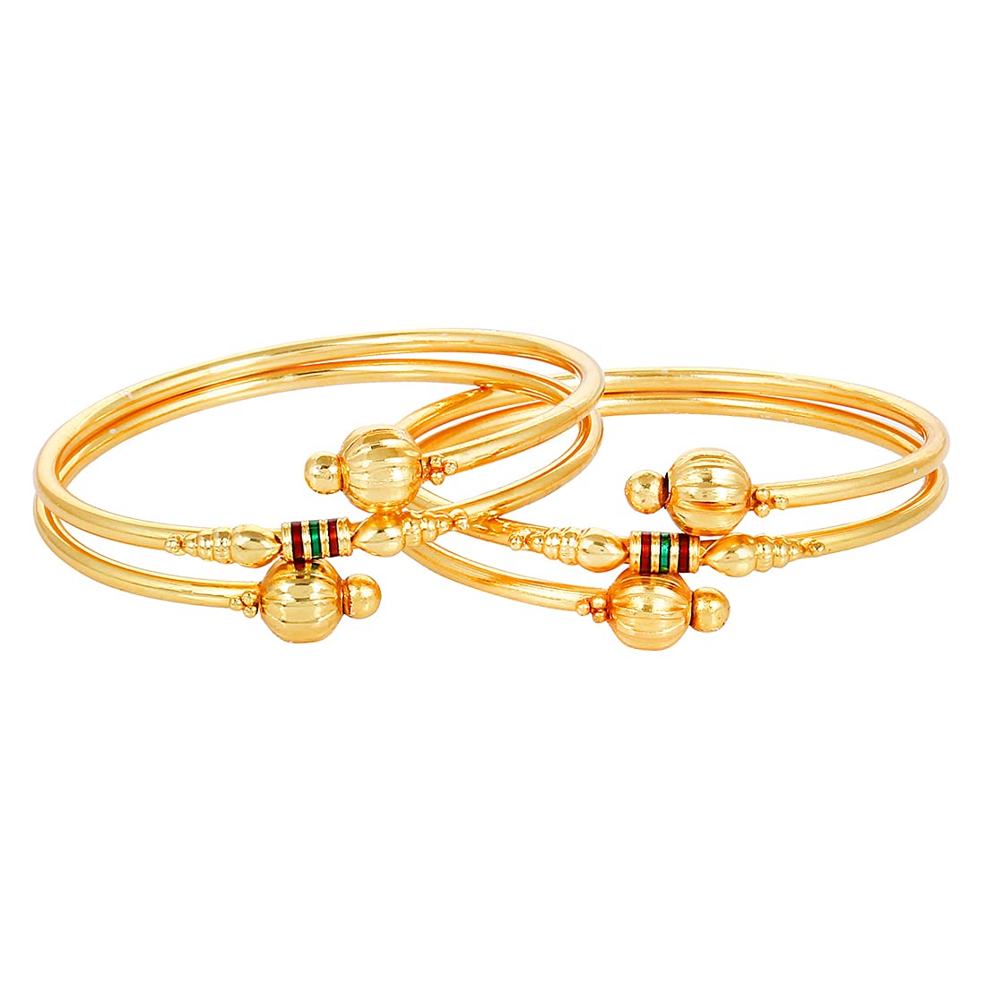 Gold-Polished Alloy Meena Work Bangle Set - The Pari 