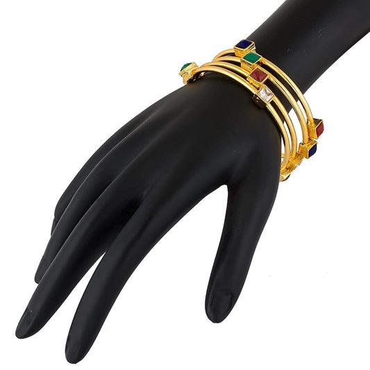 Gold-Plated Alloy Multicolor Gold Plated Bangle Set - The Pari - Grab2buy