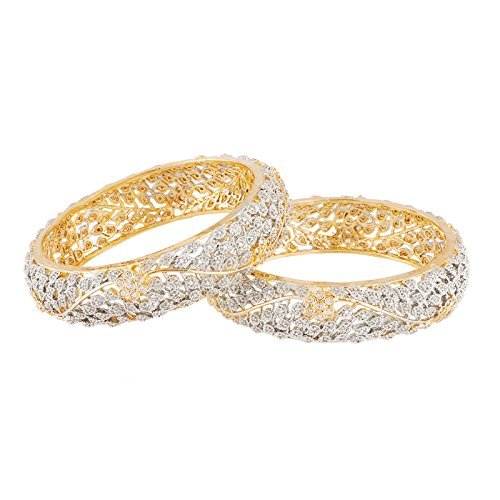 Gold-Polished Alloy Delicate Work Ad Designer Bangle Set - The Pari | Grab2Buy