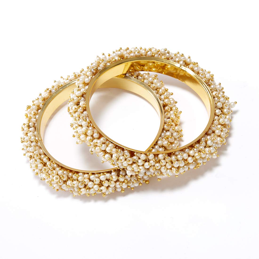 Gold-Polished Alloy Combo Of Handmade Gold And Pearl Bangle - The Pari 