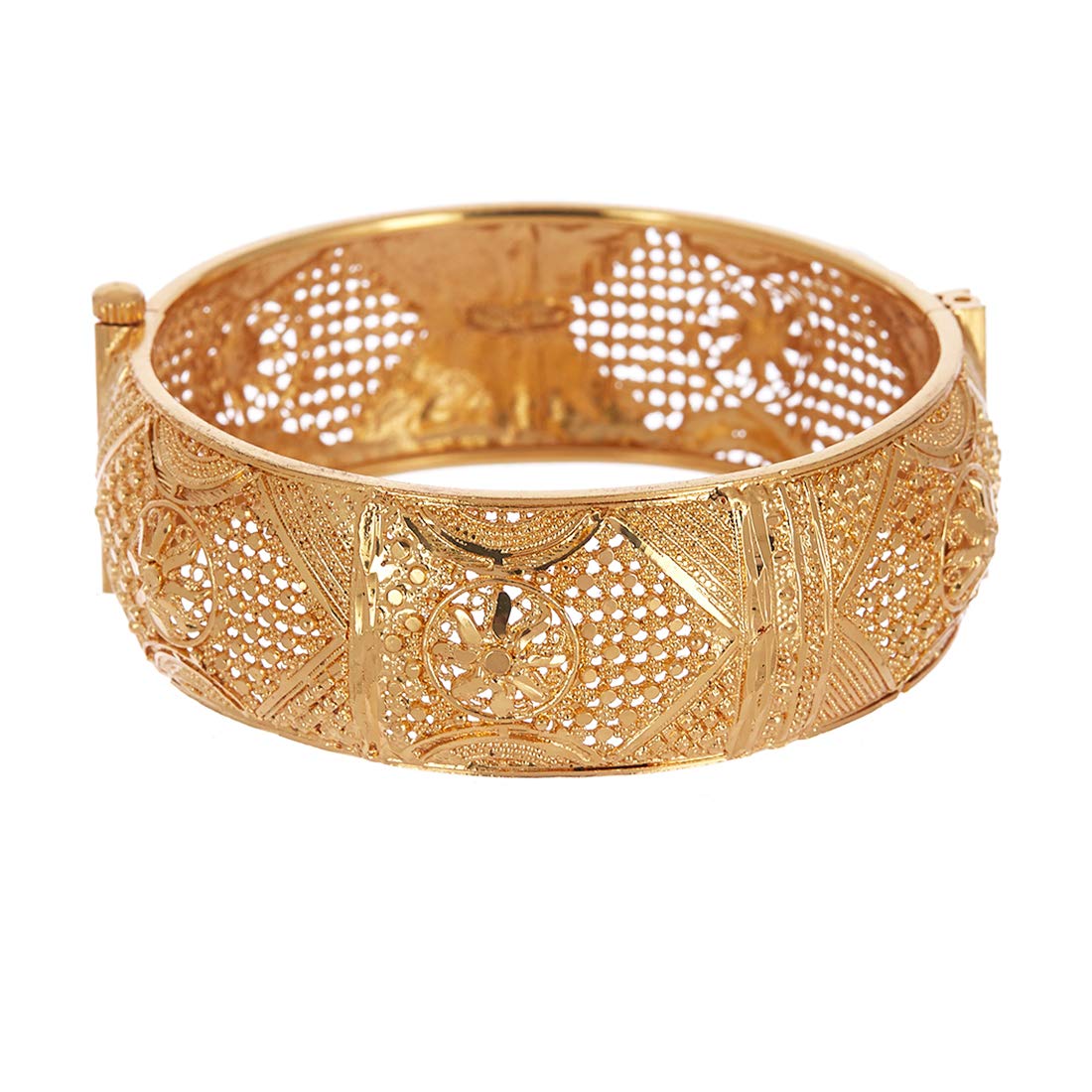 Gold-Polished Alloy Golden Handmade Beaded Bangle Set - The Pari 