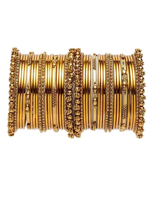 Gold-Polished Alloy Set Of 2 Devdass Gold Bangles - The Pari | Grab2Buy