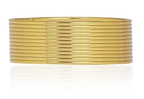 Gold-Polished Alloy Set Of 12 Gold Metal Bangles - The Pari 