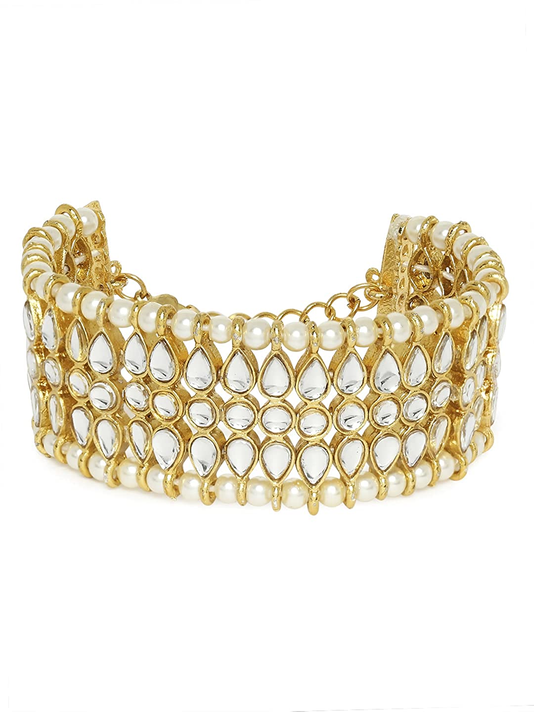 Gold-Plated Alloy Kundan Studded Bracelet - The Pari - Grab2buy