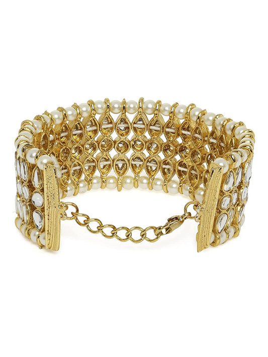 Gold-Plated Alloy Kundan Studded Bracelet - The Pari - Grab2buy
