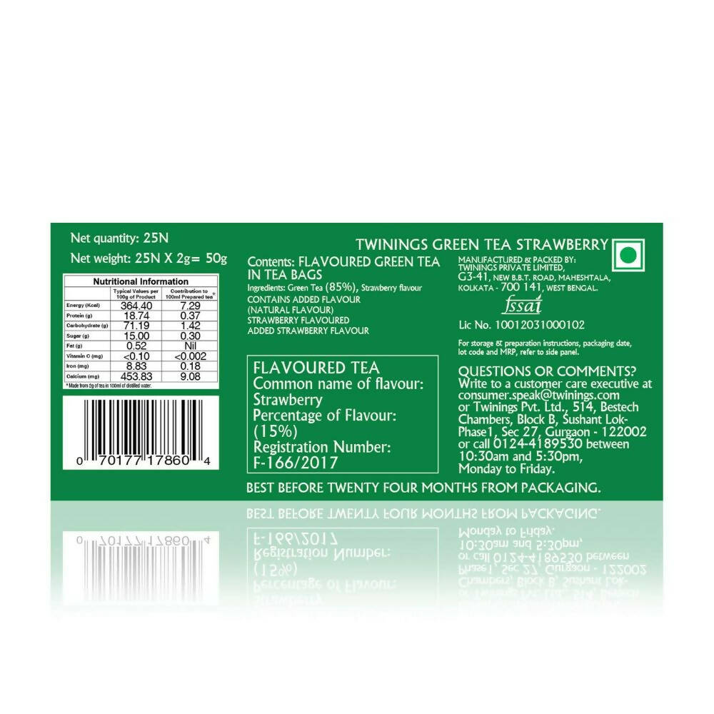 Twinings Green Tea Strawberry Teabags 