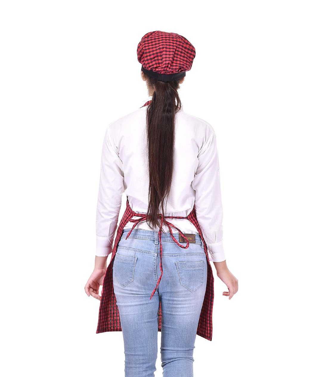 Red And Black Apron With Cap - Grab2buy