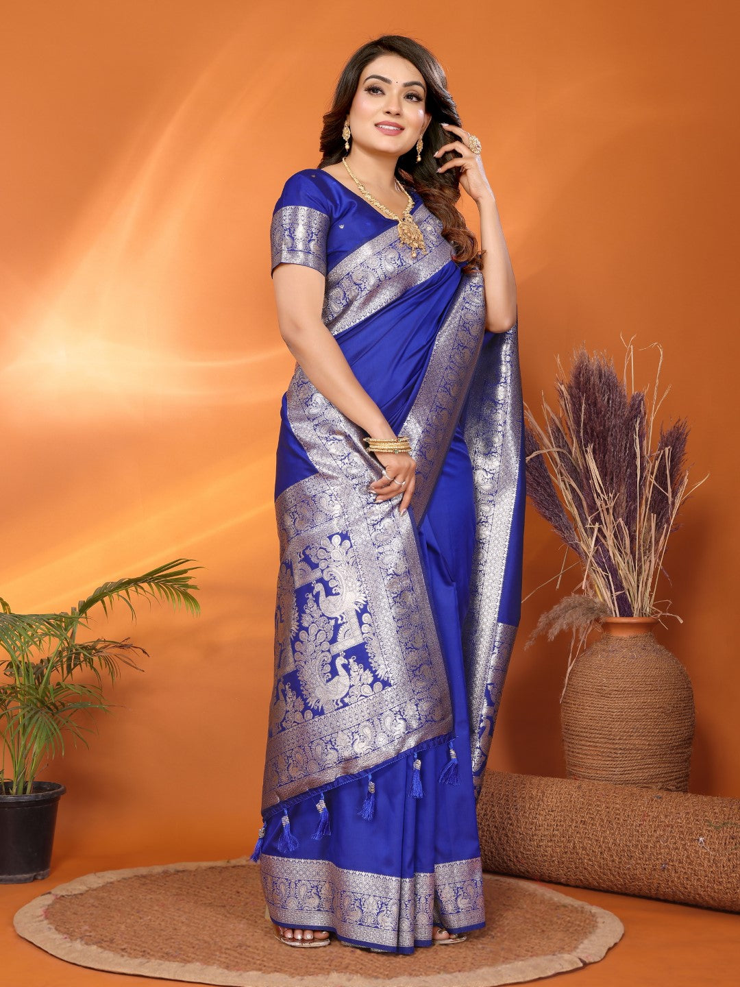 Anaita Blue Banarasi Silk Saree With Weaving Work