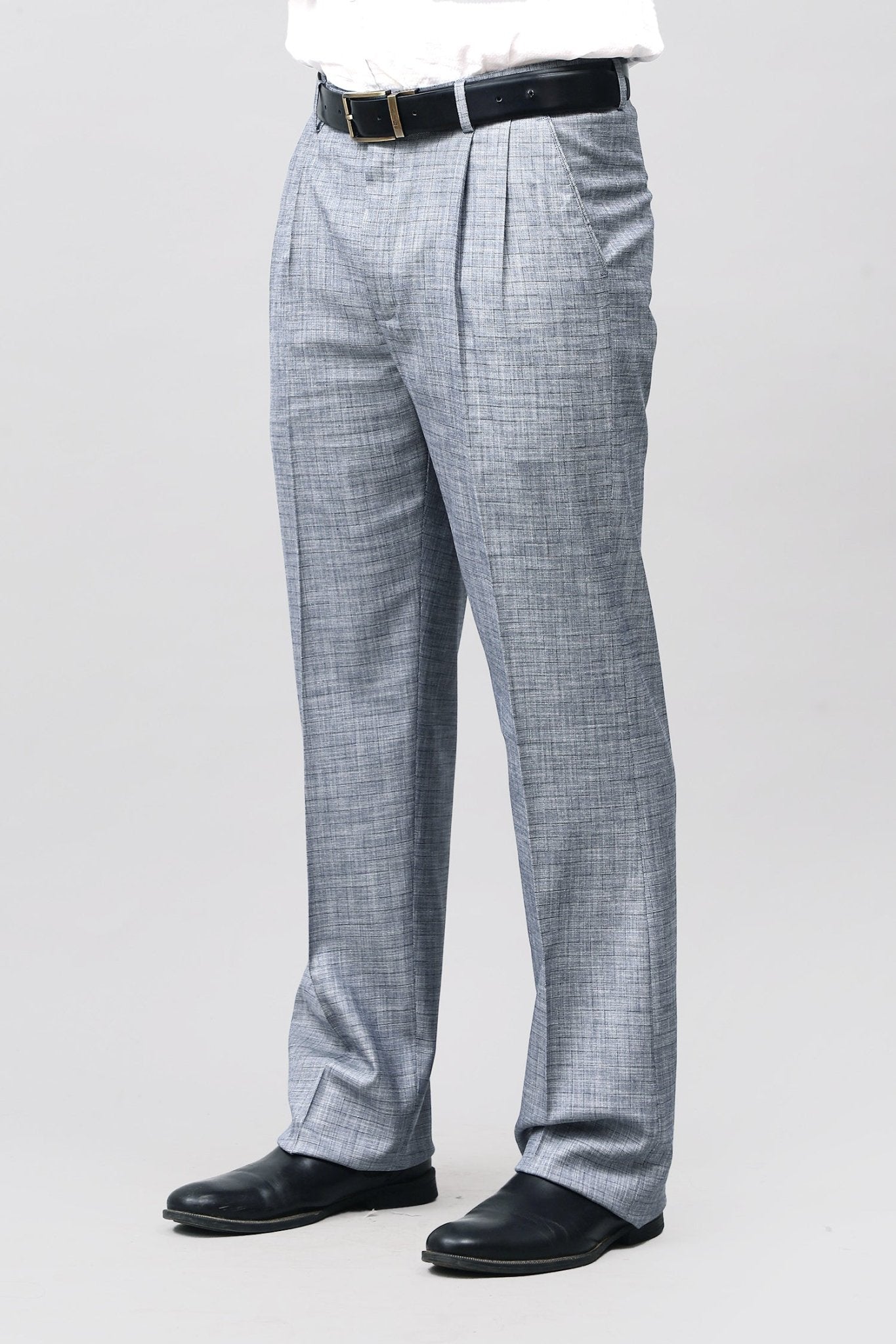 Bluebird Elegant Blue Check Pleated Trouser 