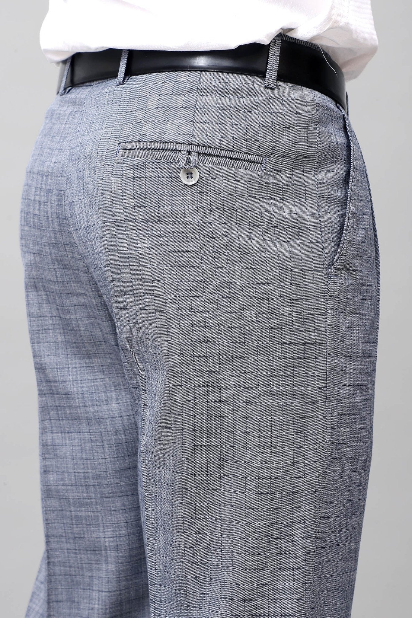 Bluebird Elegant Blue Check Pleated Trouser 