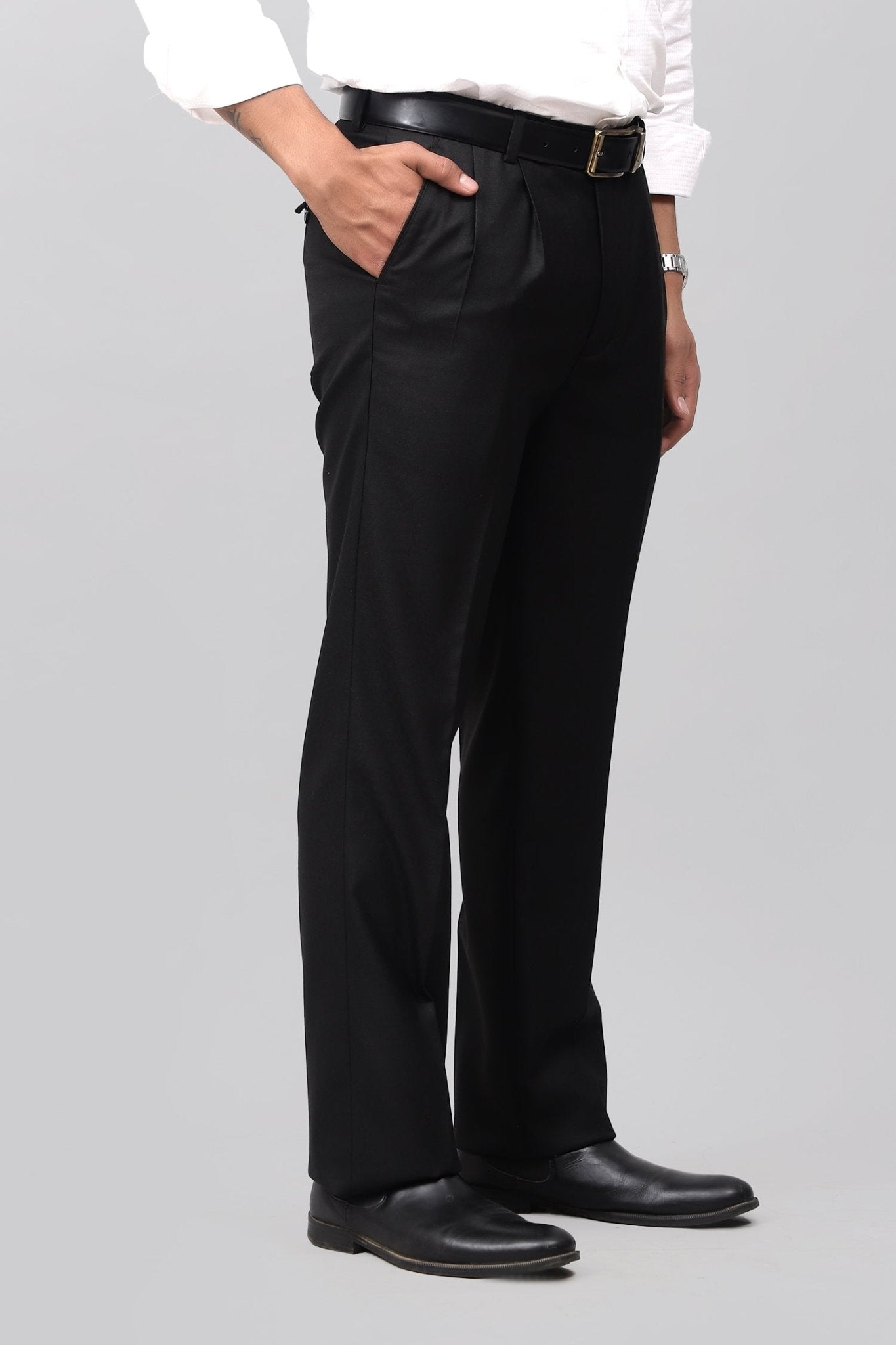Bluebird Iconic Black Pleated Tailored Trouser 