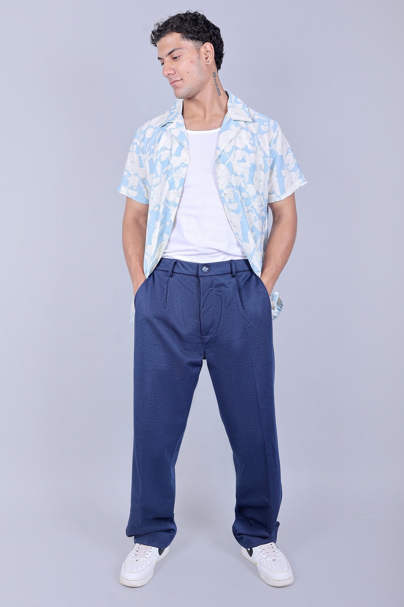 Bluebird korean pleated pant blue color 