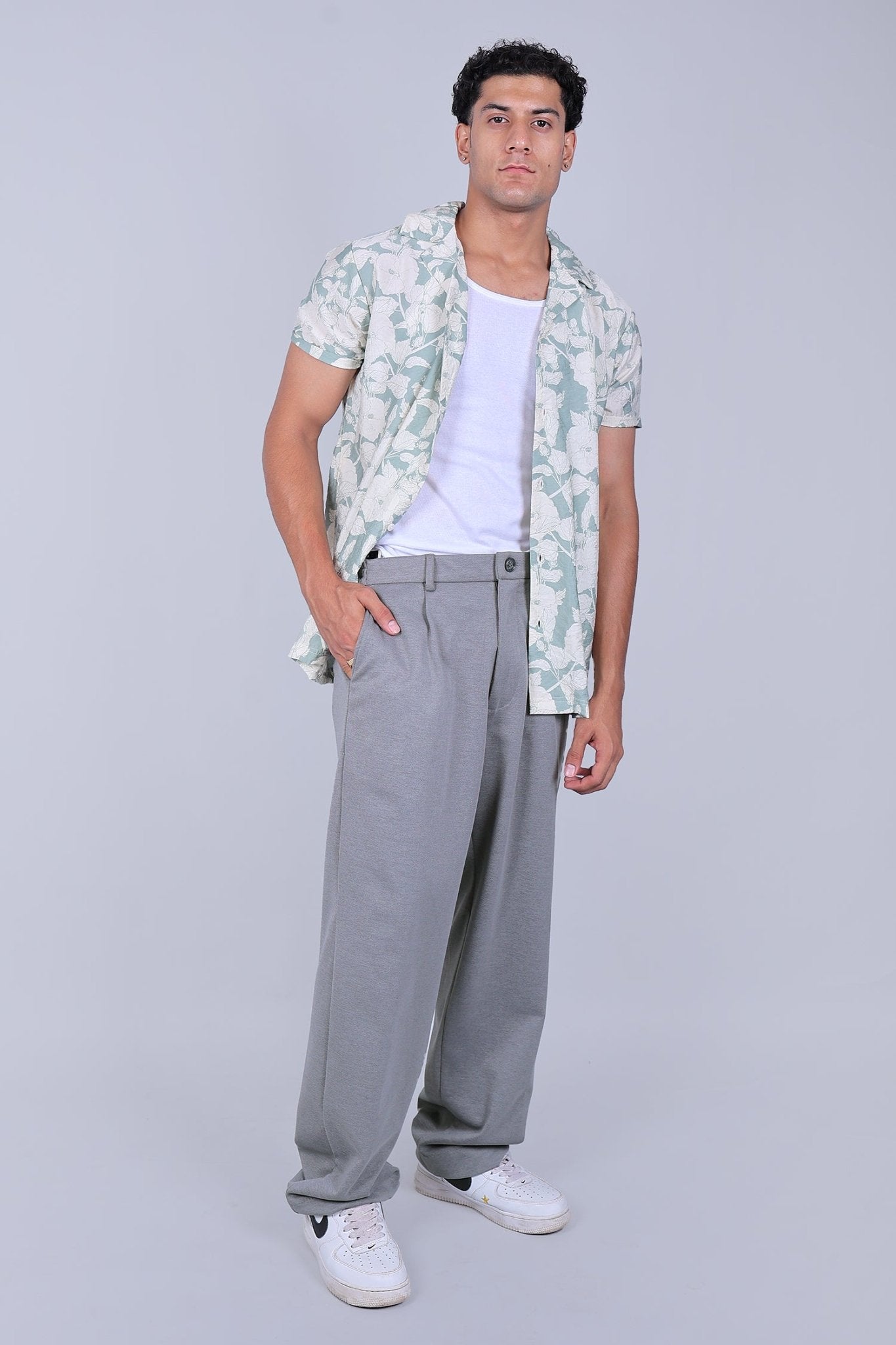 Bluebird korean pleated pant grey color 