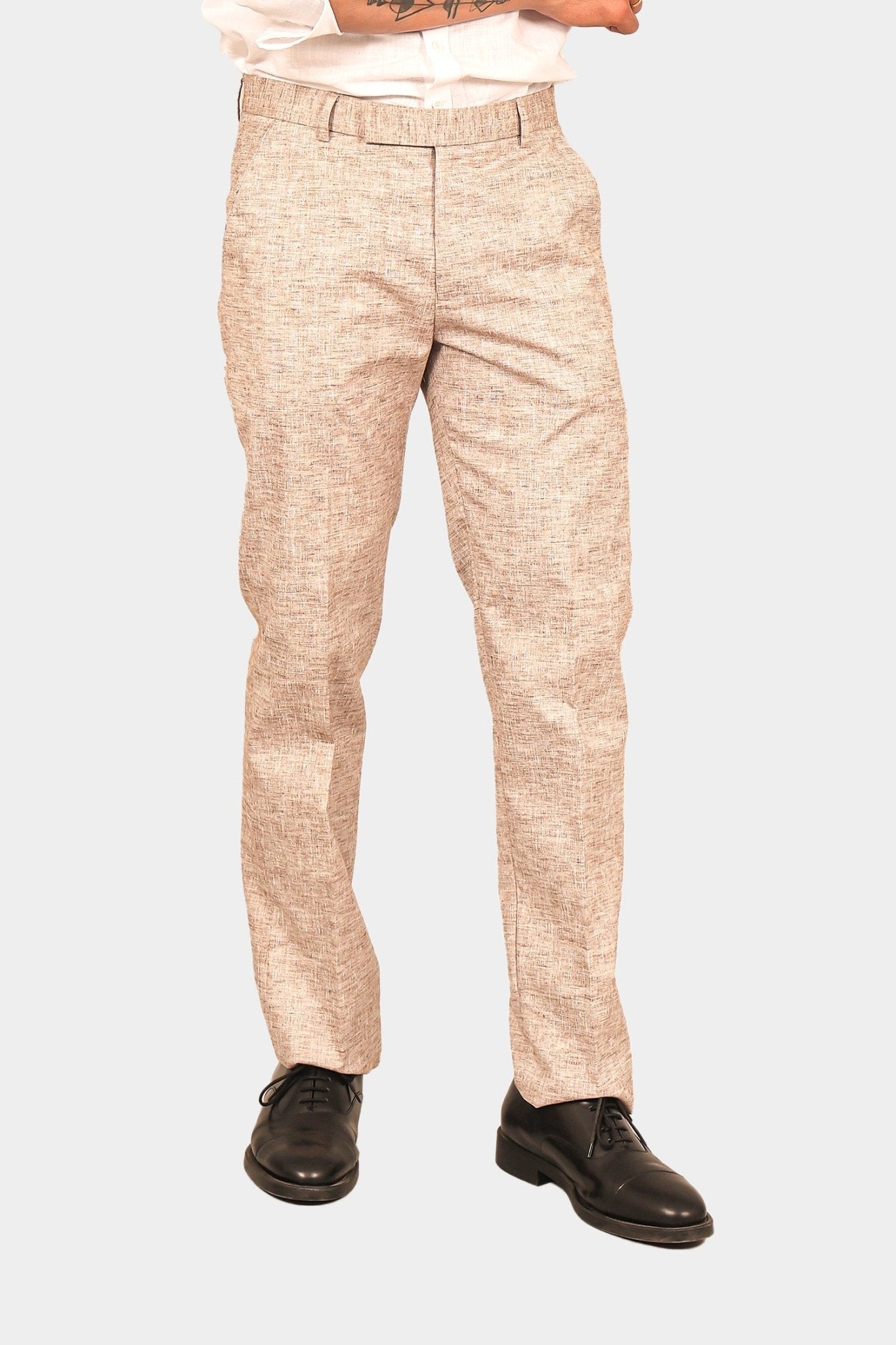 Bluebird Men's Brown Linen Formal Trouser 