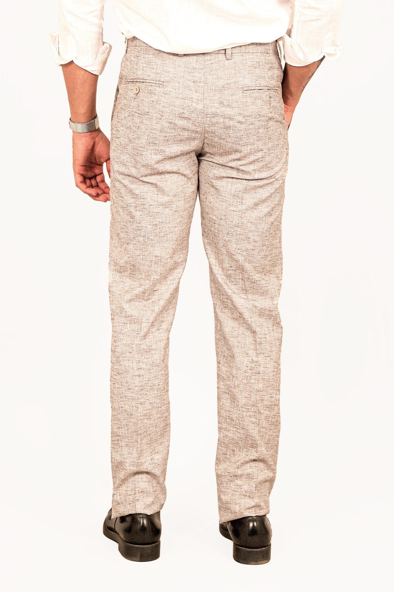 Bluebird Men's Brown Linen Formal Trouser 