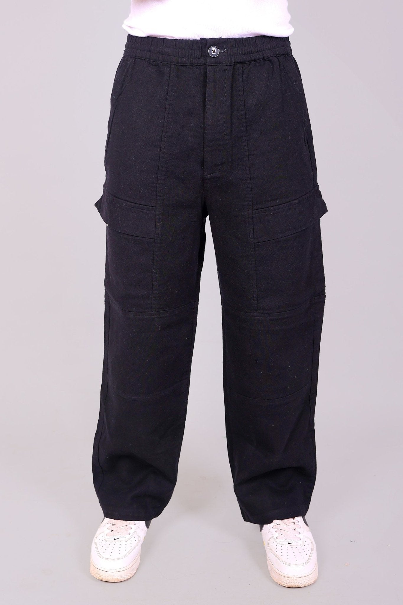 Bluebird Men's Cotton Cargo Pant Loose Fit Black 