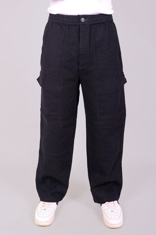 Bluebird Men's Cotton Cargo Pant Loose Fit Black 