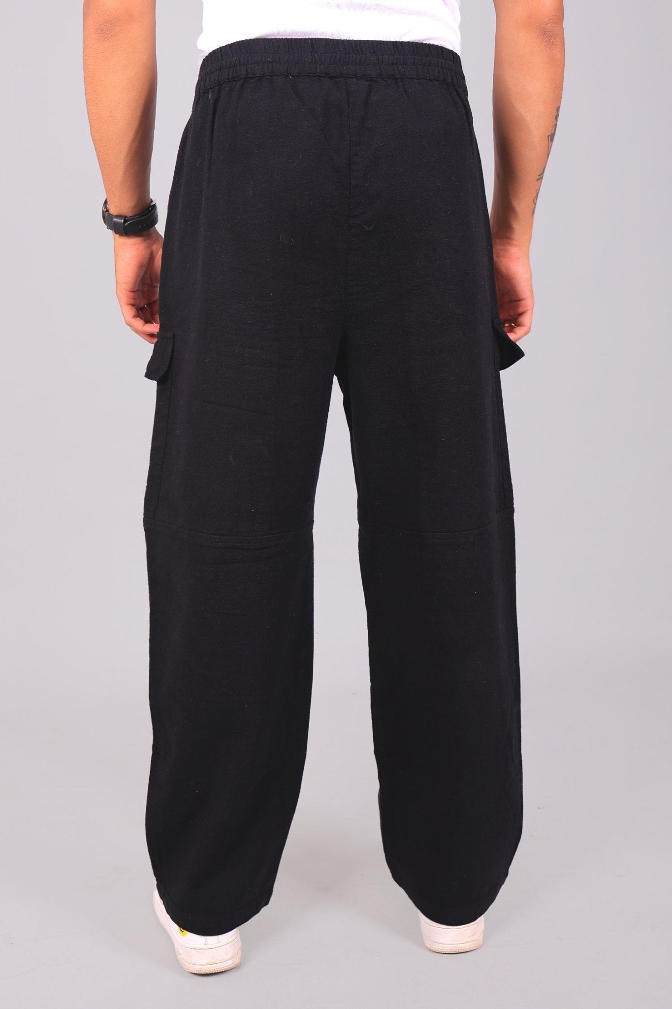 Bluebird Men's Cotton Cargo Pant Loose Fit Black 
