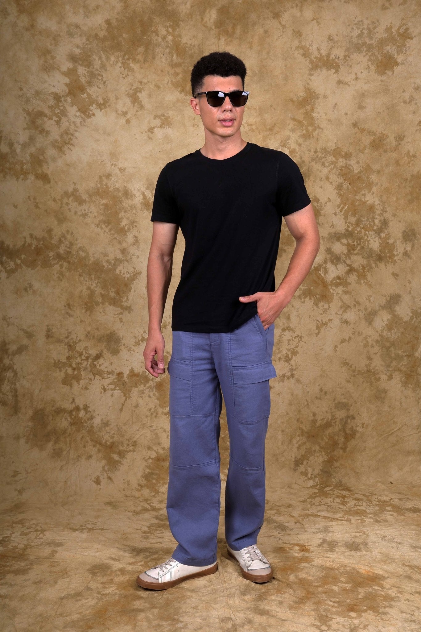 Bluebird Men's Cotton Cargo Pant Loose Fit Blue 