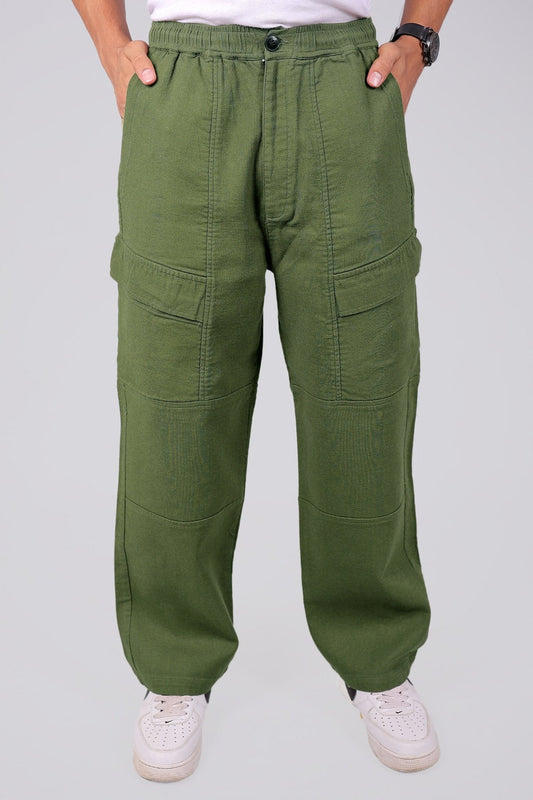Bluebird Men's Cotton Cargo Pant Loose Fit Green 