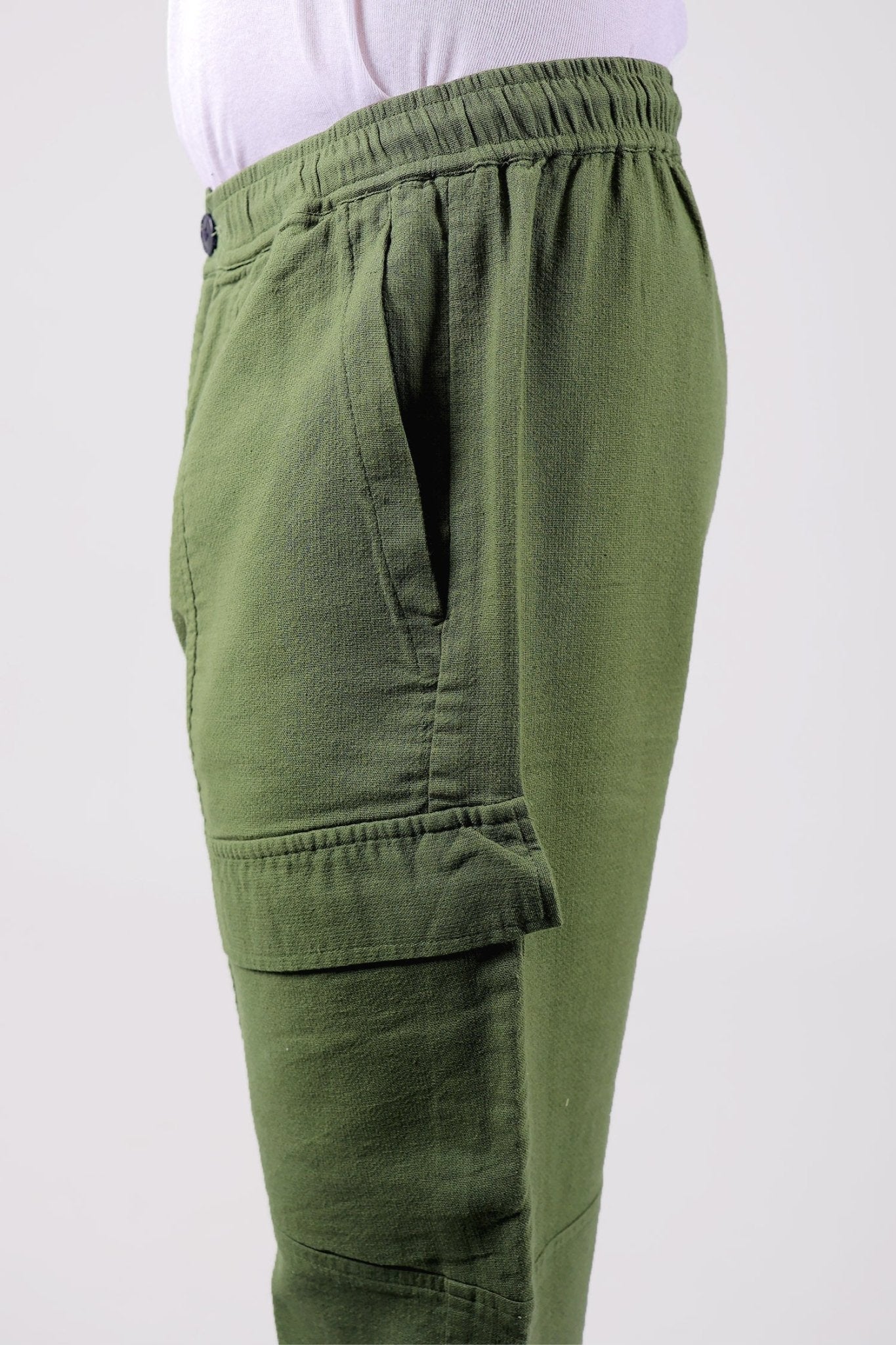 Bluebird Men's Cotton Cargo Pant Loose Fit Green 