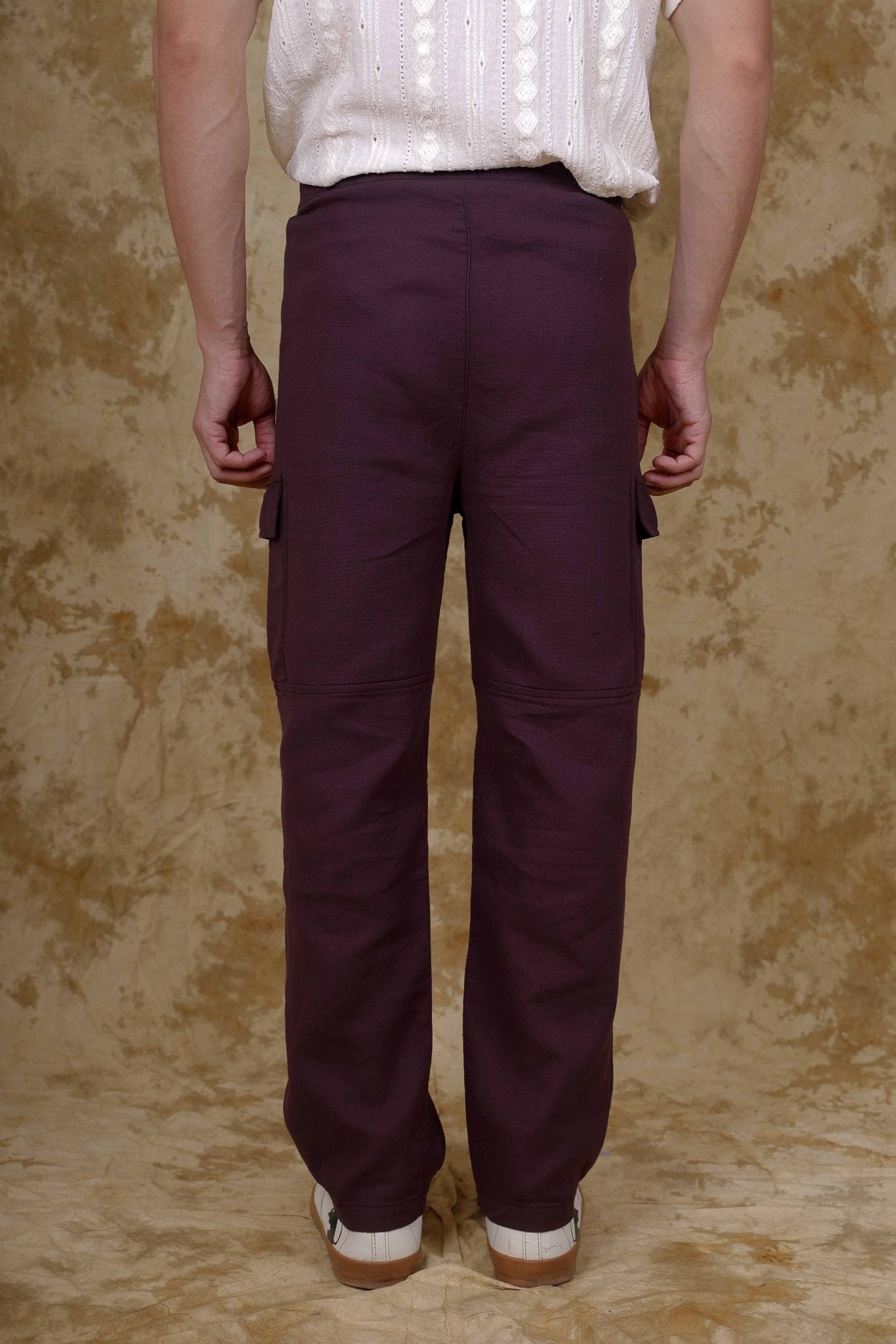 Bluebird Men's Cotton Cargo Pant Loose Fit Maroon 