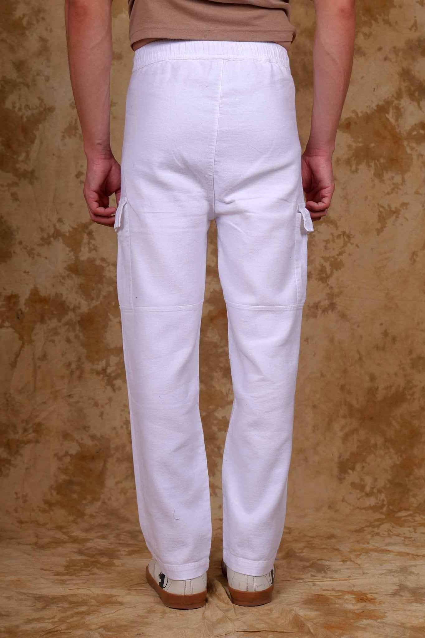 Bluebird Men's Cotton Cargo Pant Loose Fit White 